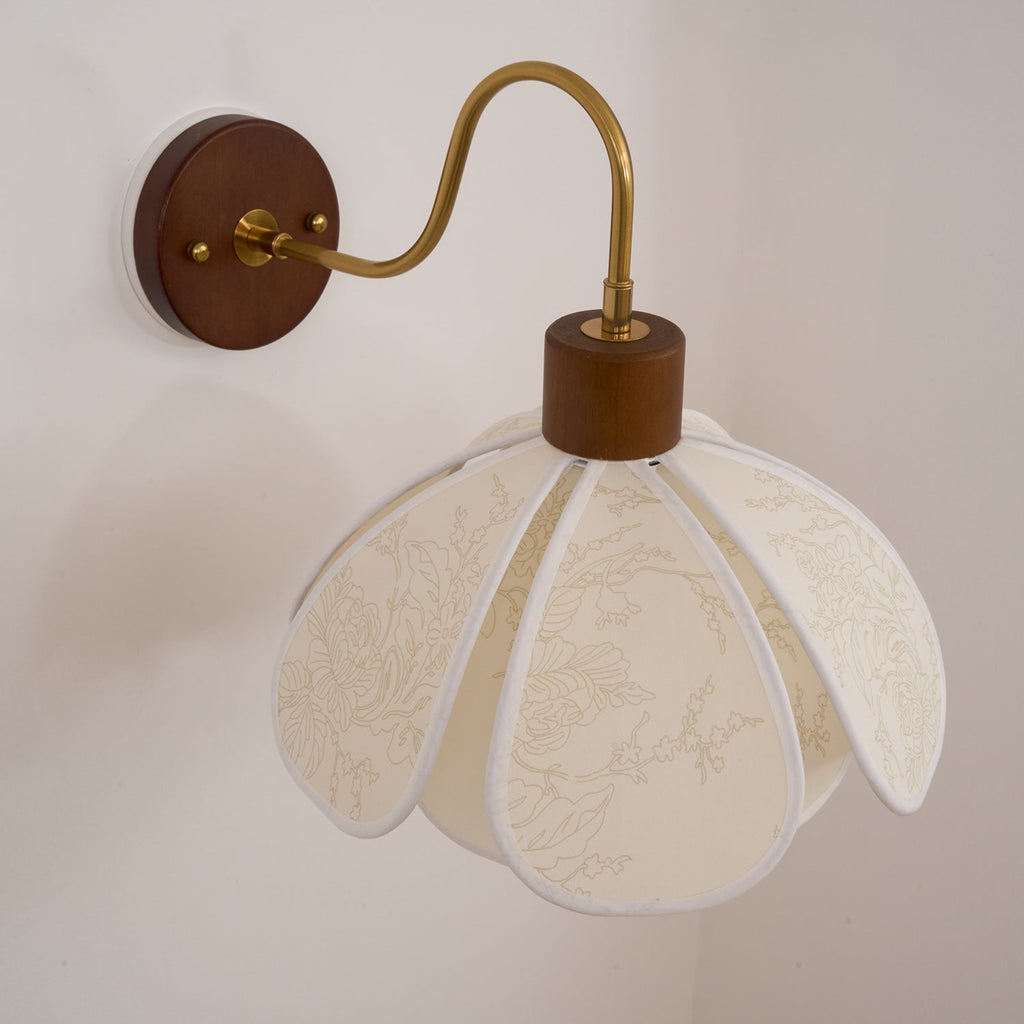 Yuki Wall Lamp Floral Wood Fabirc