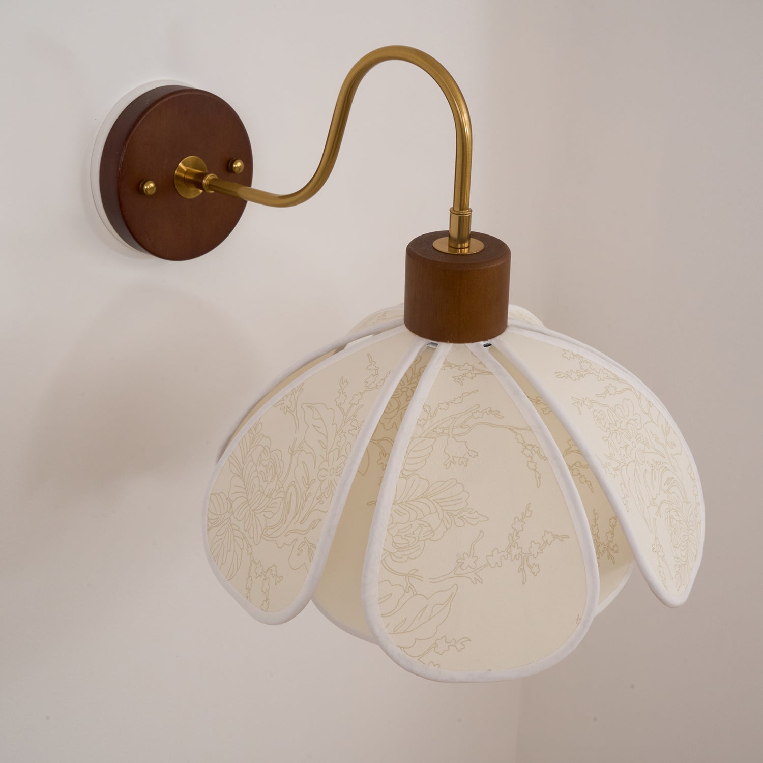 Yuki Wall Lamp Floral Wood Fabirc