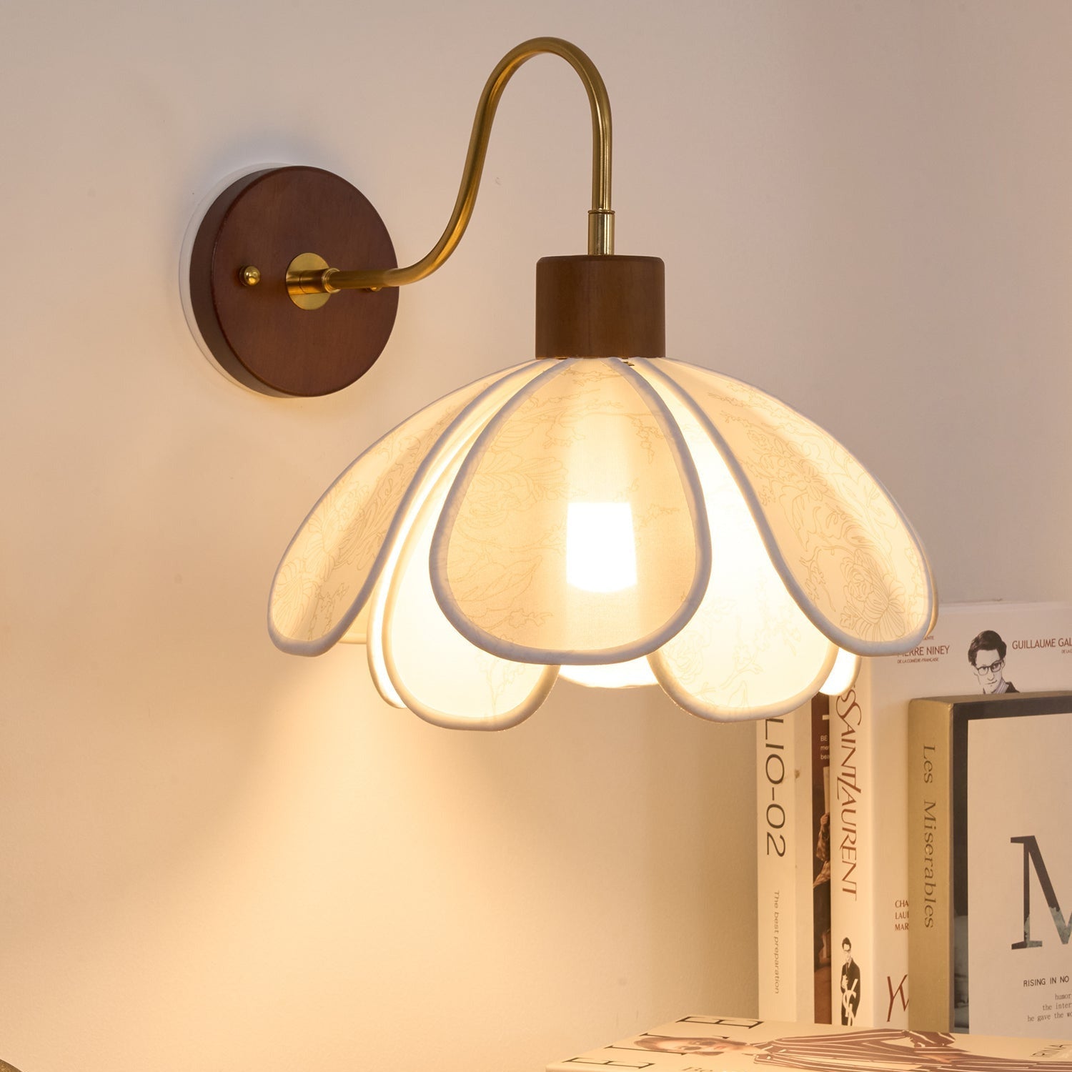 Yuki Wall Lamp Floral Wood Fabirc