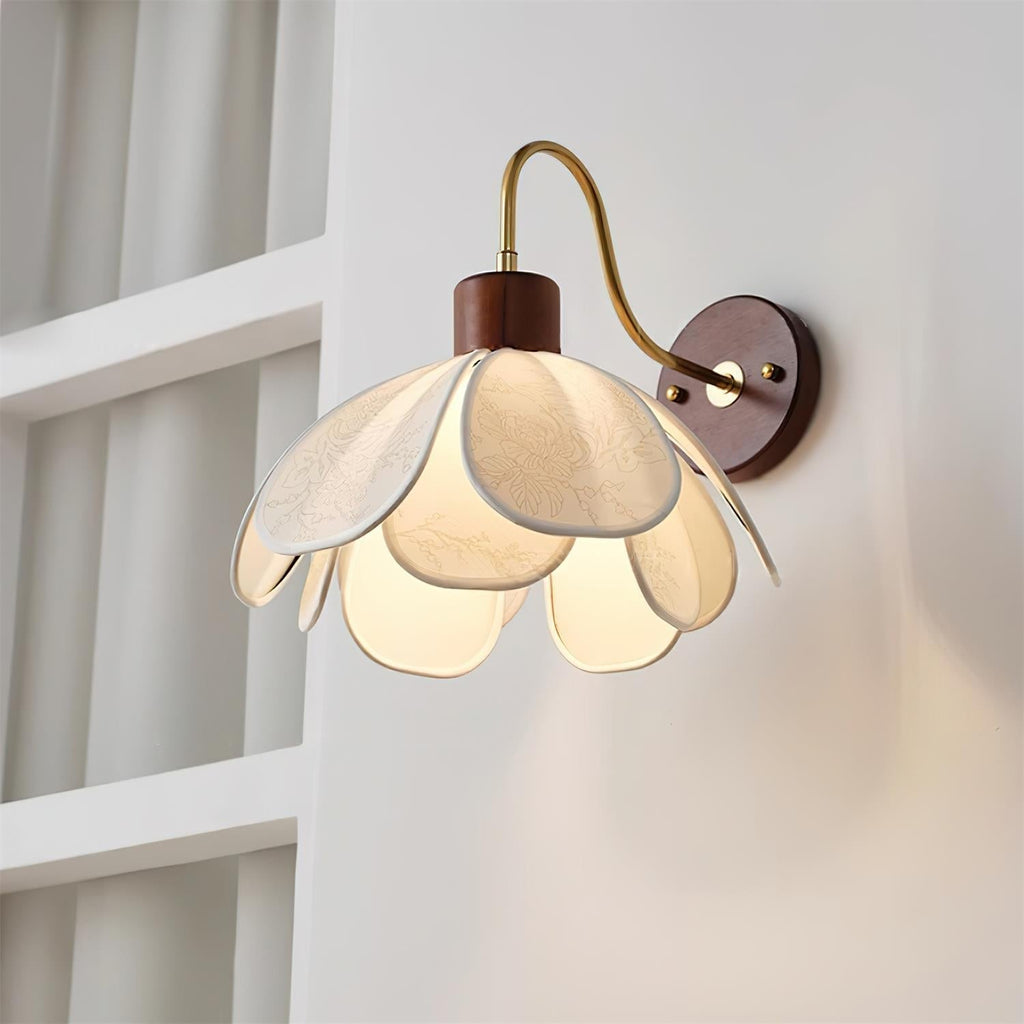 Yuki Wall Lamp Floral Wood Fabirc