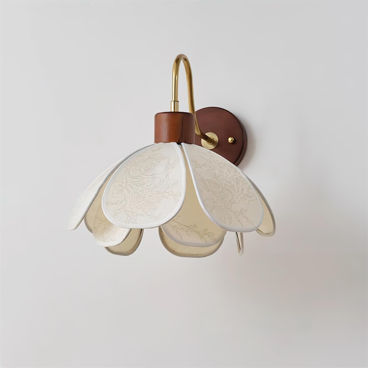Yuki Wall Lamp Floral Wood Fabirc