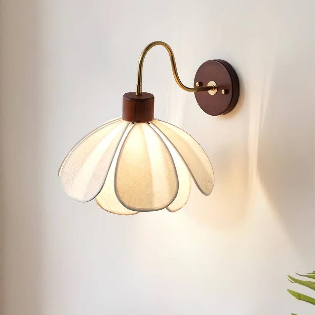 Yuki Wall Lamp Floral Wood Fabirc