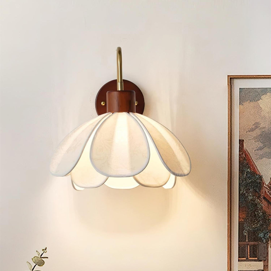 Yuki Wall Lamp Floral Wood Fabirc