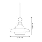 Pendant Lamp Yellow Glass with Walnut Wood Accent Retro
