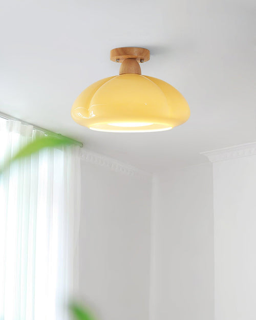 Ambrina Amber Glass Semi Flush Mount Ceiling Light