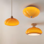 Pendant Lamp Rounded Glass Shade Wood Accent Playful Modern Touch