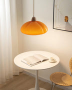 Pendant Lamp Rounded Glass Shade Wood Accent Playful Modern Touch