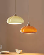 Pendant Lamp Rounded Glass Shade Wood Accent Playful Modern Touch