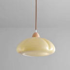 Pendant Lamp Rounded Glass Shade Wood Accent Playful Modern Touch