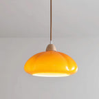Pendant Lamp Rounded Glass Shade Wood Accent Playful Modern Touch
