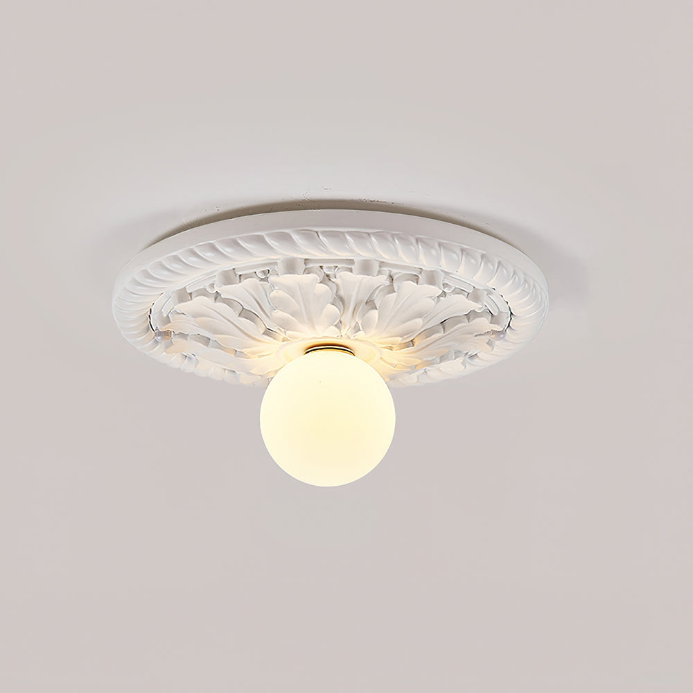 Corvella Vintage Carved Wood Flush Mount Ceiling Light