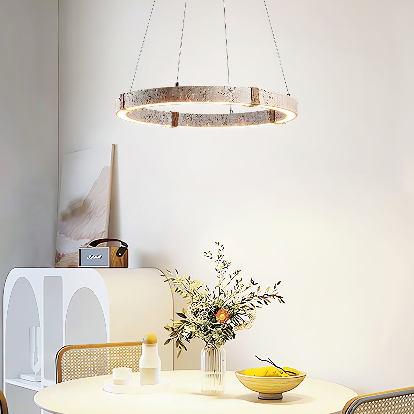Lumae Ring Travertine Pendant Light