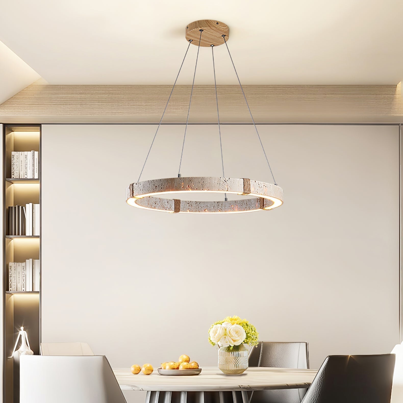 Lumae Ring Travertine Pendant Light