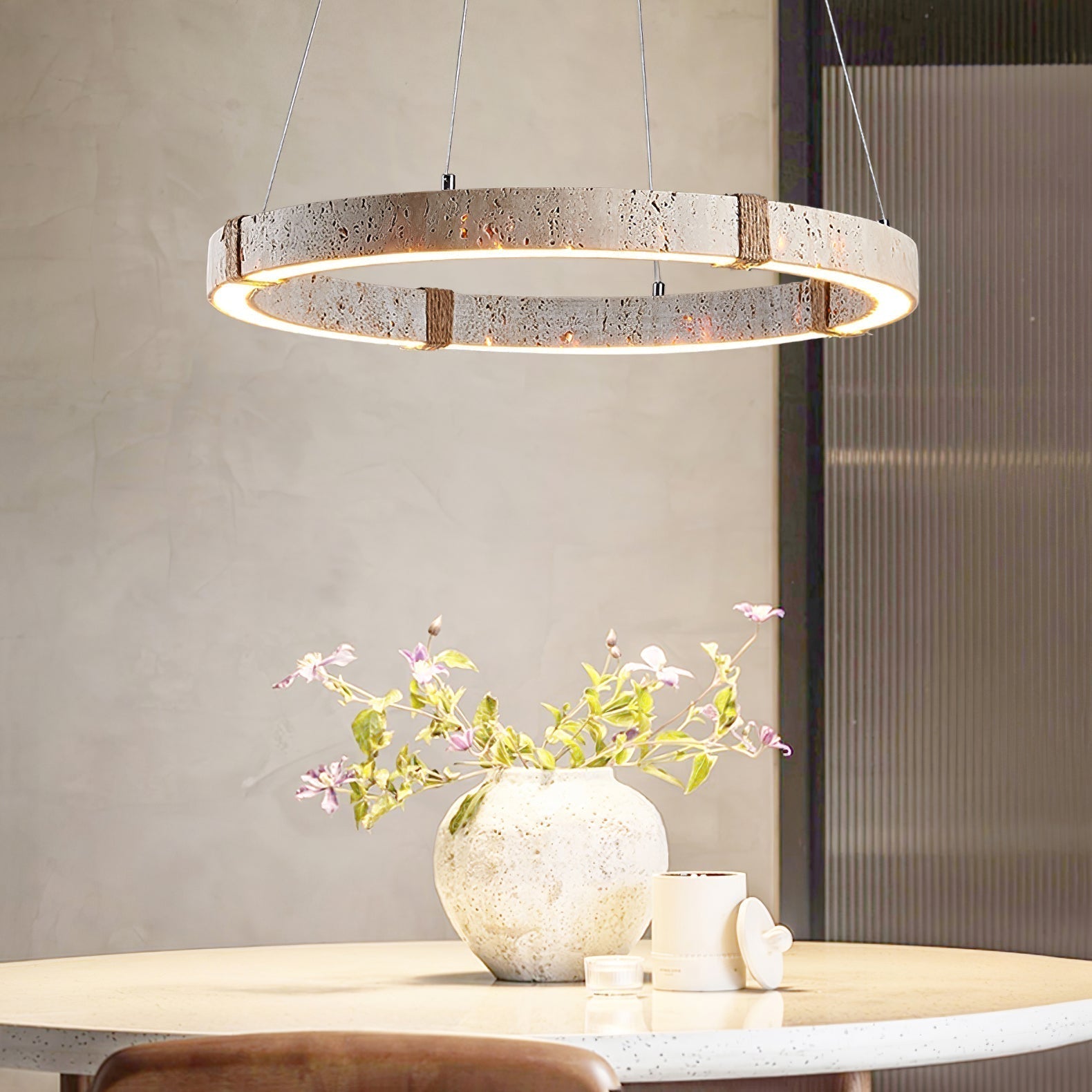 Lumae Ring Travertine Pendant Light
