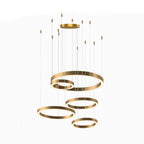 Arisha Modern LED Metal Large Multi Ring Adjustable Living/Dining Room Pendant Light, Gold