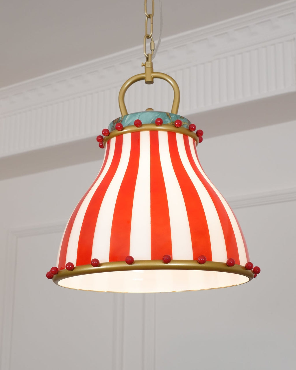 Red and white stripes Glass Pendant Lamp