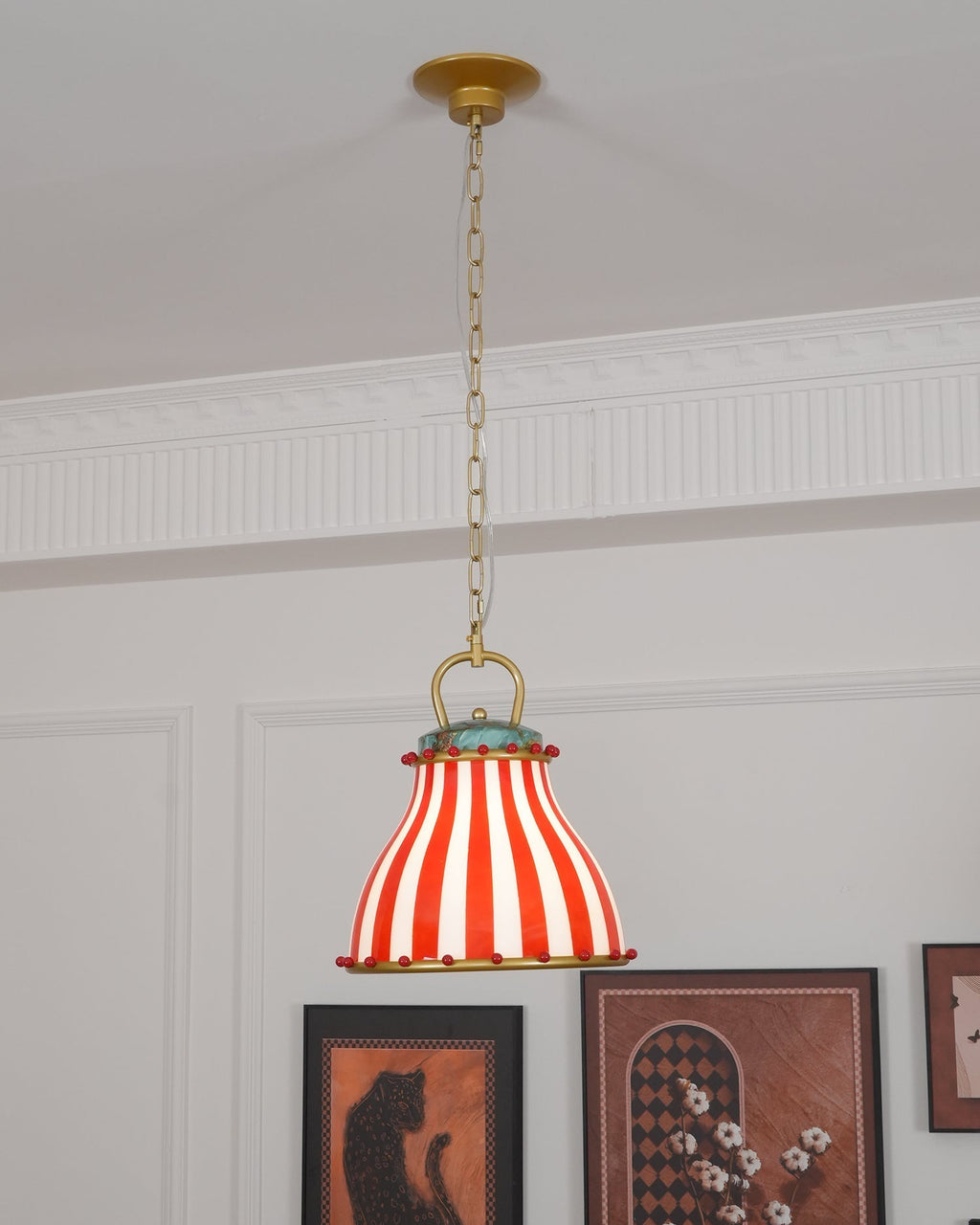 Red and white stripes Glass Pendant Lamp