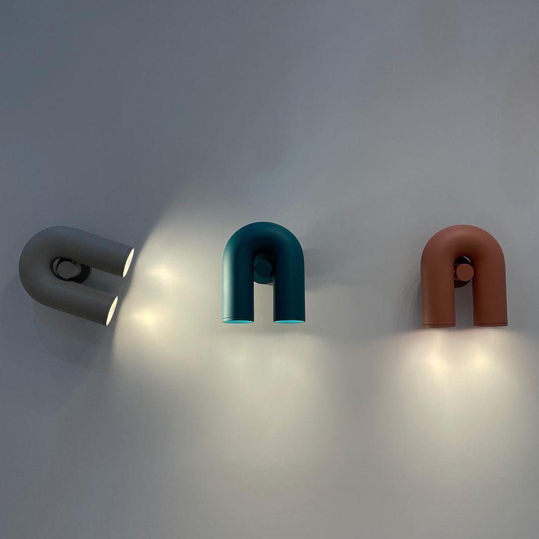Arisha Wall Lamp U-shaped Design LED Metal, Black/Blue/Gray/Red, Bedroom