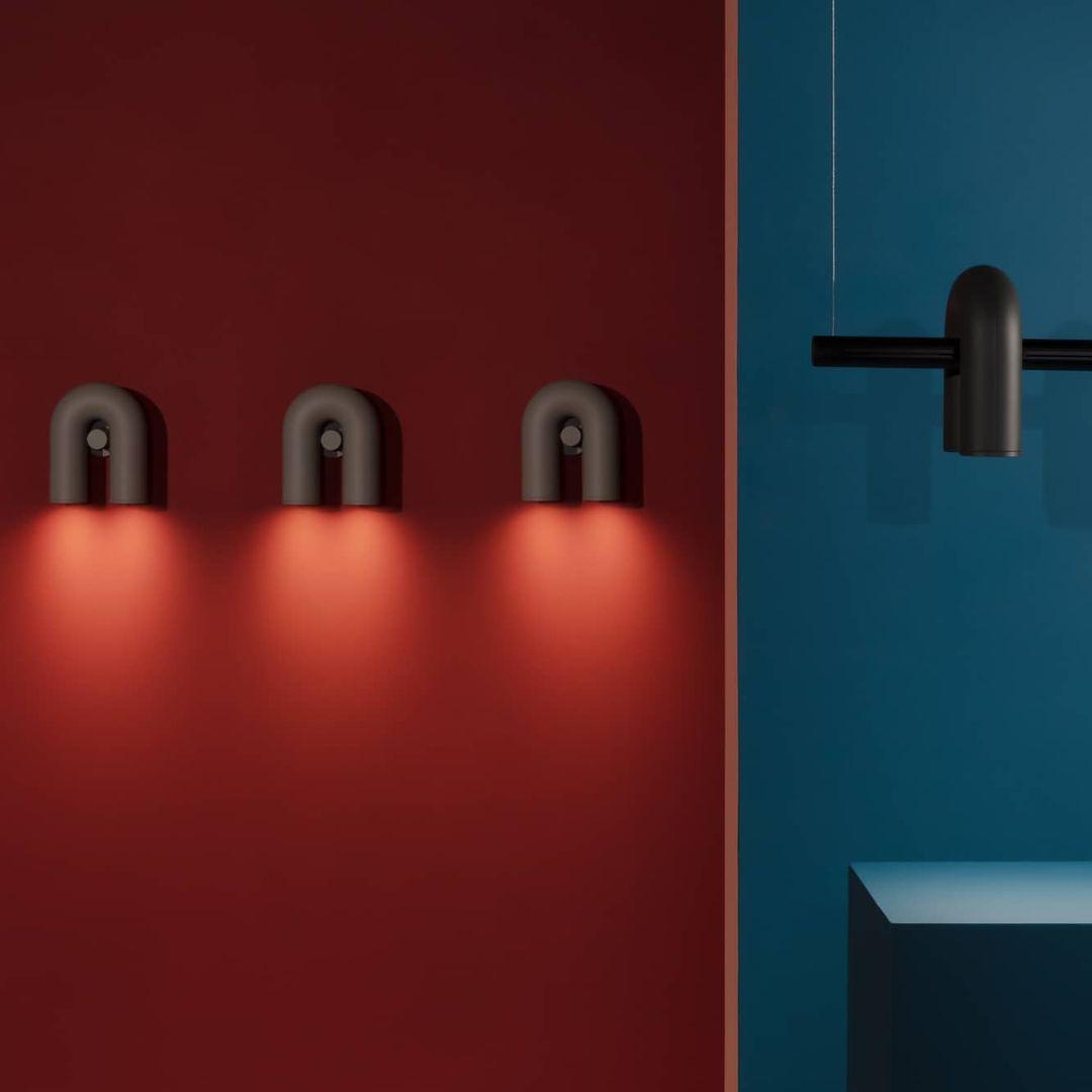 Arisha Wall Lamp U-shaped Design LED Metal, Black/Blue/Gray/Red, Bedroom