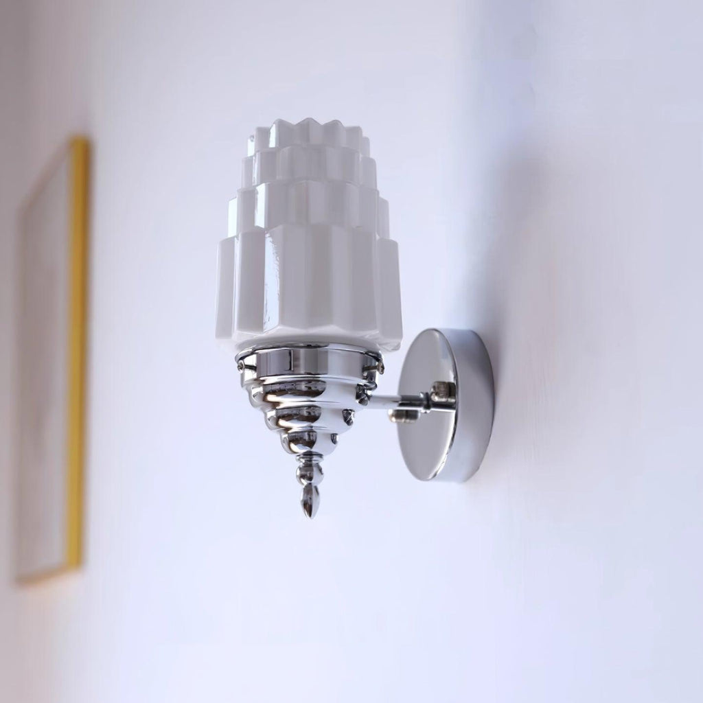 Wall Lamp Metal Body Glass Cylinder Shade Art Deco Bedroom
