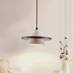 Ritta Pendant Light Wooen Disc Travertine