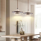 Ritta Pendant Light Wooen Disc Travertine
