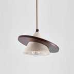 Ritta Pendant Light Wooen Disc Travertine