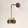 Wall Lamp Travertine and Walnut Accent Modern Minimalist