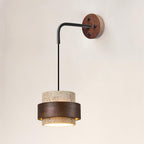 Wall Lamp Travertine and Walnut Accent Modern Minimalist
