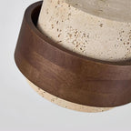 Wall Lamp Travertine and Walnut Accent Modern Minimalist