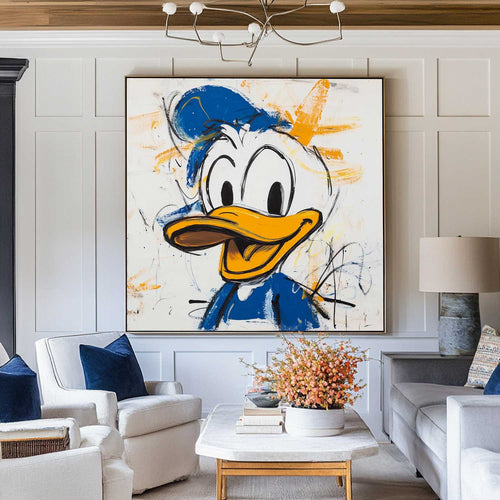 Abstract Expressionist Donald Duck Oil Painting