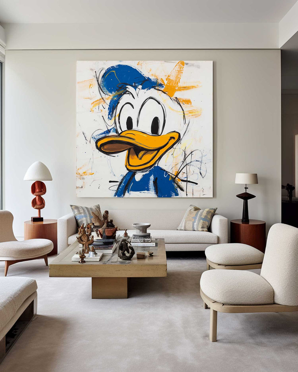 Abstract Expressionist Donald Duck Oil Painting