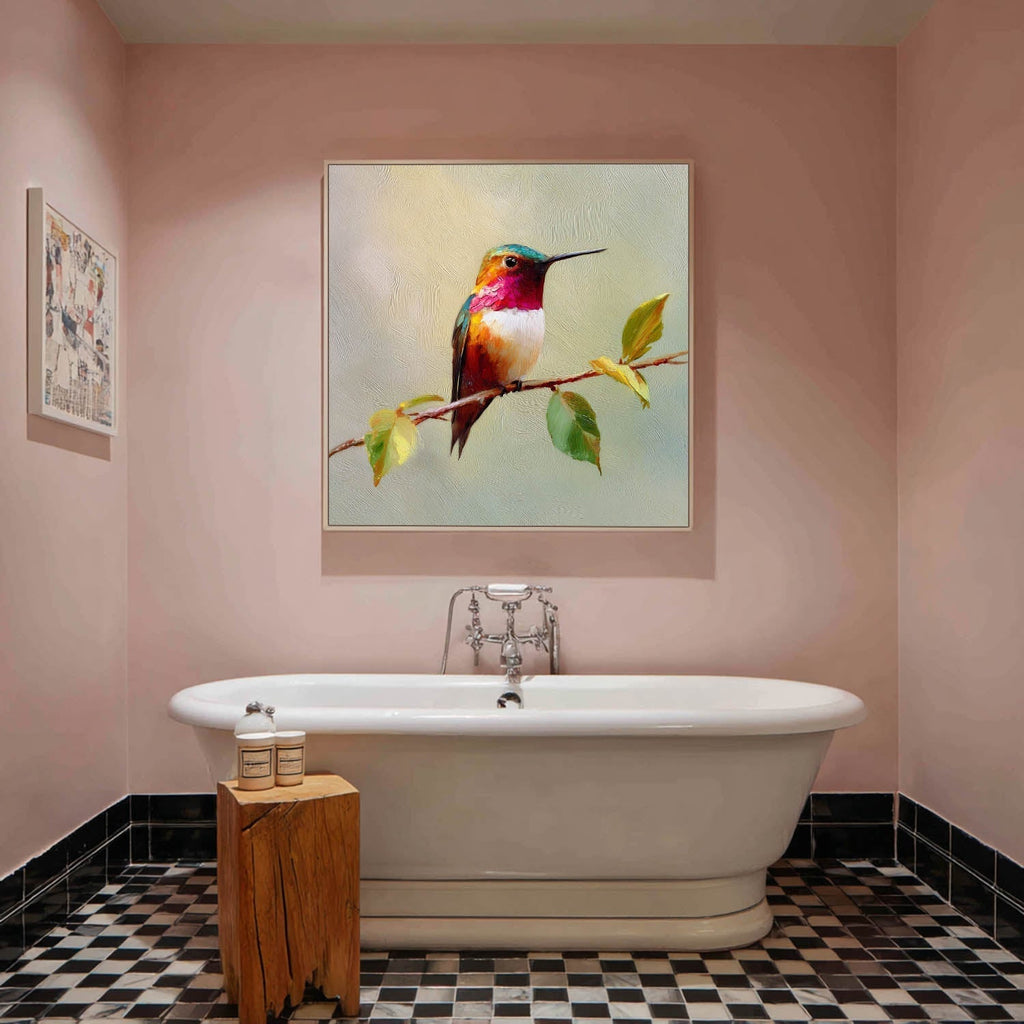Vibrant Hummingbird Painting Impressionist Bird
