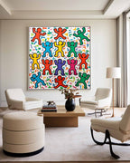 Pop Art Dancing Figures Colorful Celebration Oil Painting