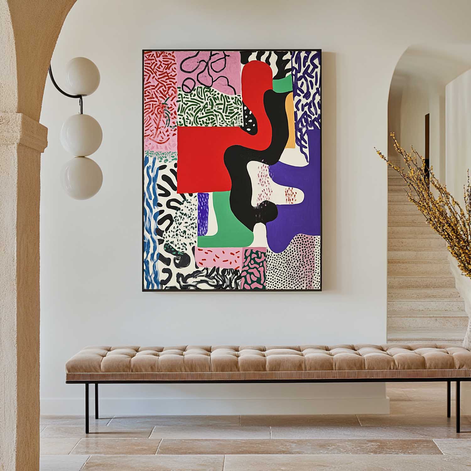 Matisse-Inspired Cut-Out Mixed Pattern Oil Painting