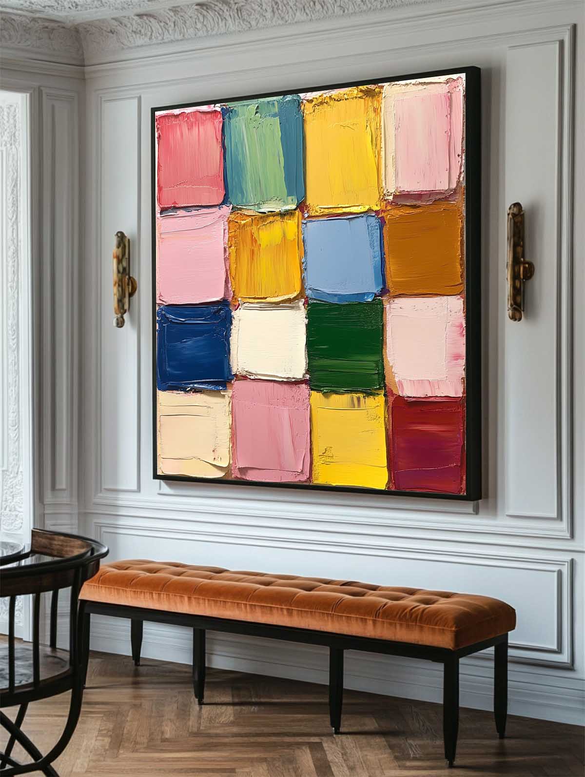 Color Block Abstract Neo-Expressionist Oil Painting