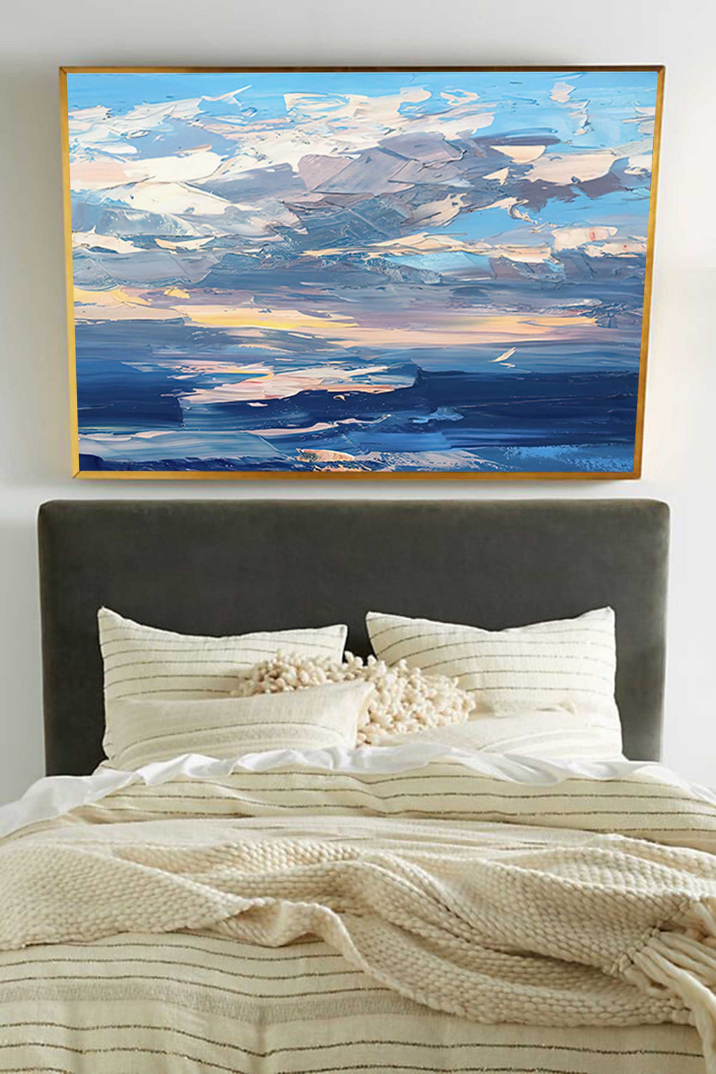 Textured Impasto Ocean Sunset Oil Painting