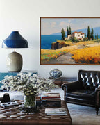 Mediterranean Coastal Villa Oil Painting
