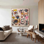 Neo-Expressionist Graffiti Art with Hearts