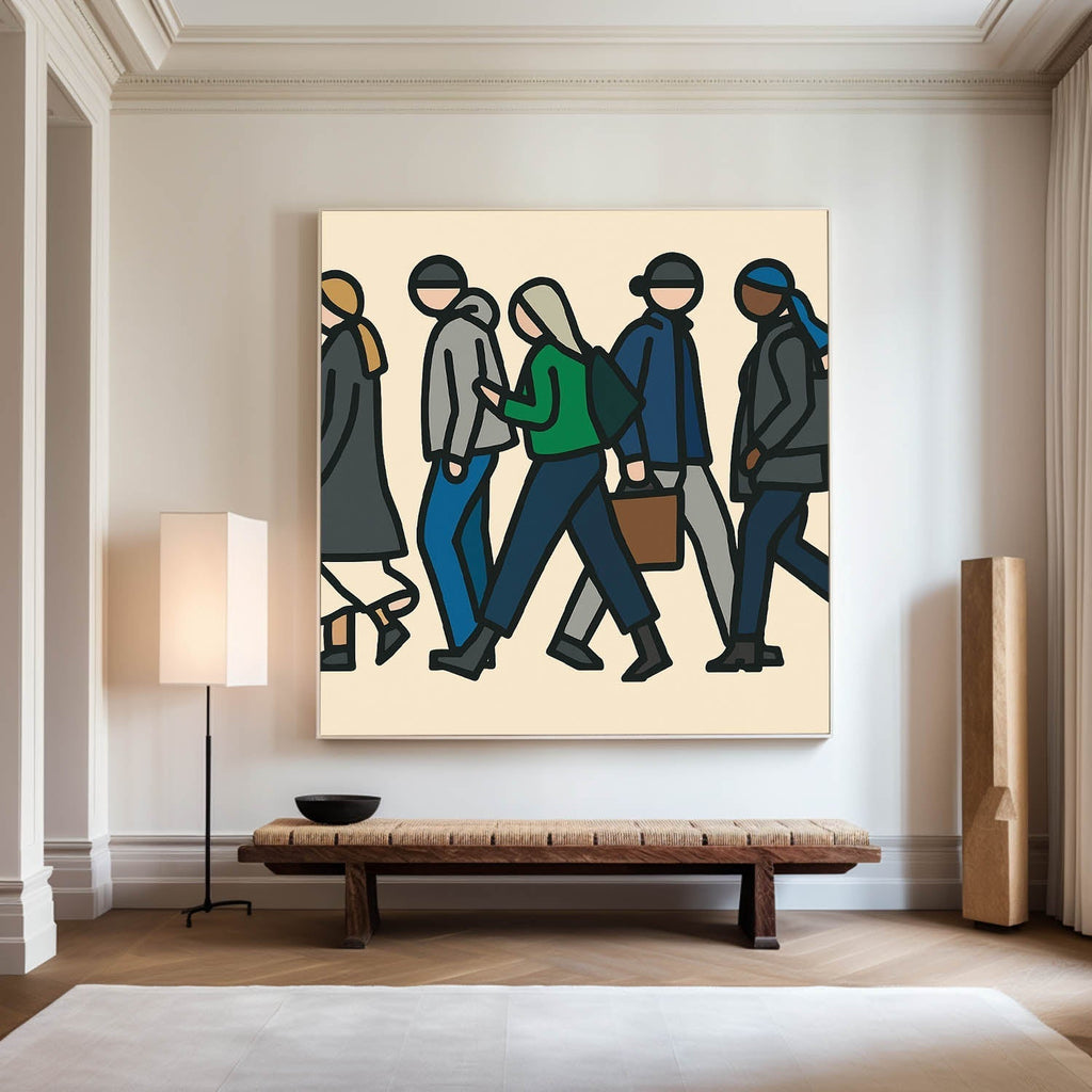 Urban Commuter Pop Art Painting Bold Line