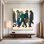 Urban Commuter Pop Art Painting Bold Line