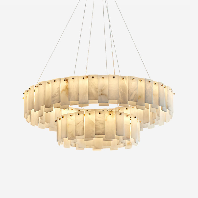 Corbett Chandelier Alabaster Staggered Panel Halo