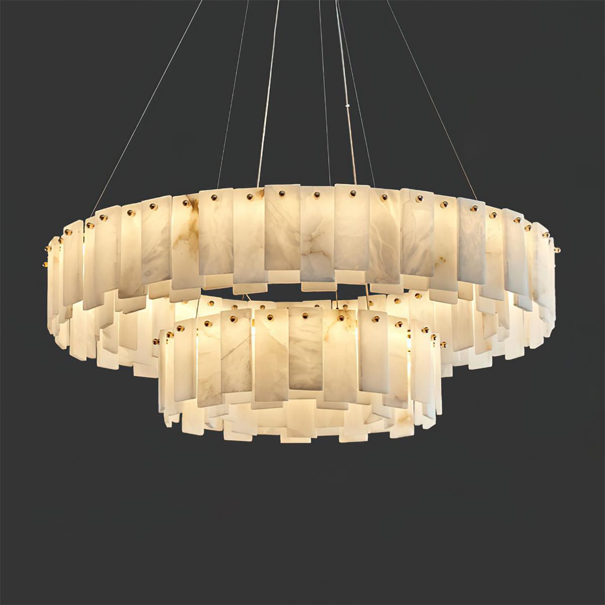 Corbett Chandelier Alabaster Staggered Panel Halo