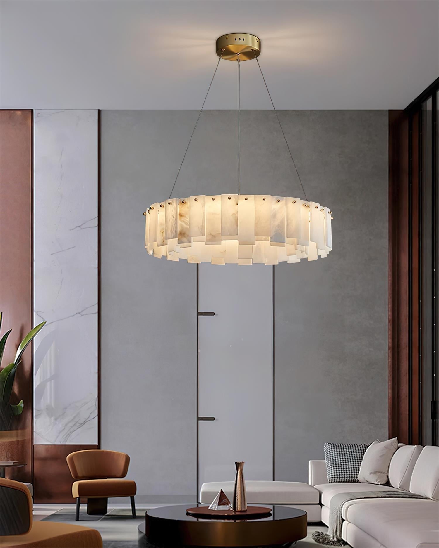 Corbett Chandelier Alabaster Staggered Panel Halo