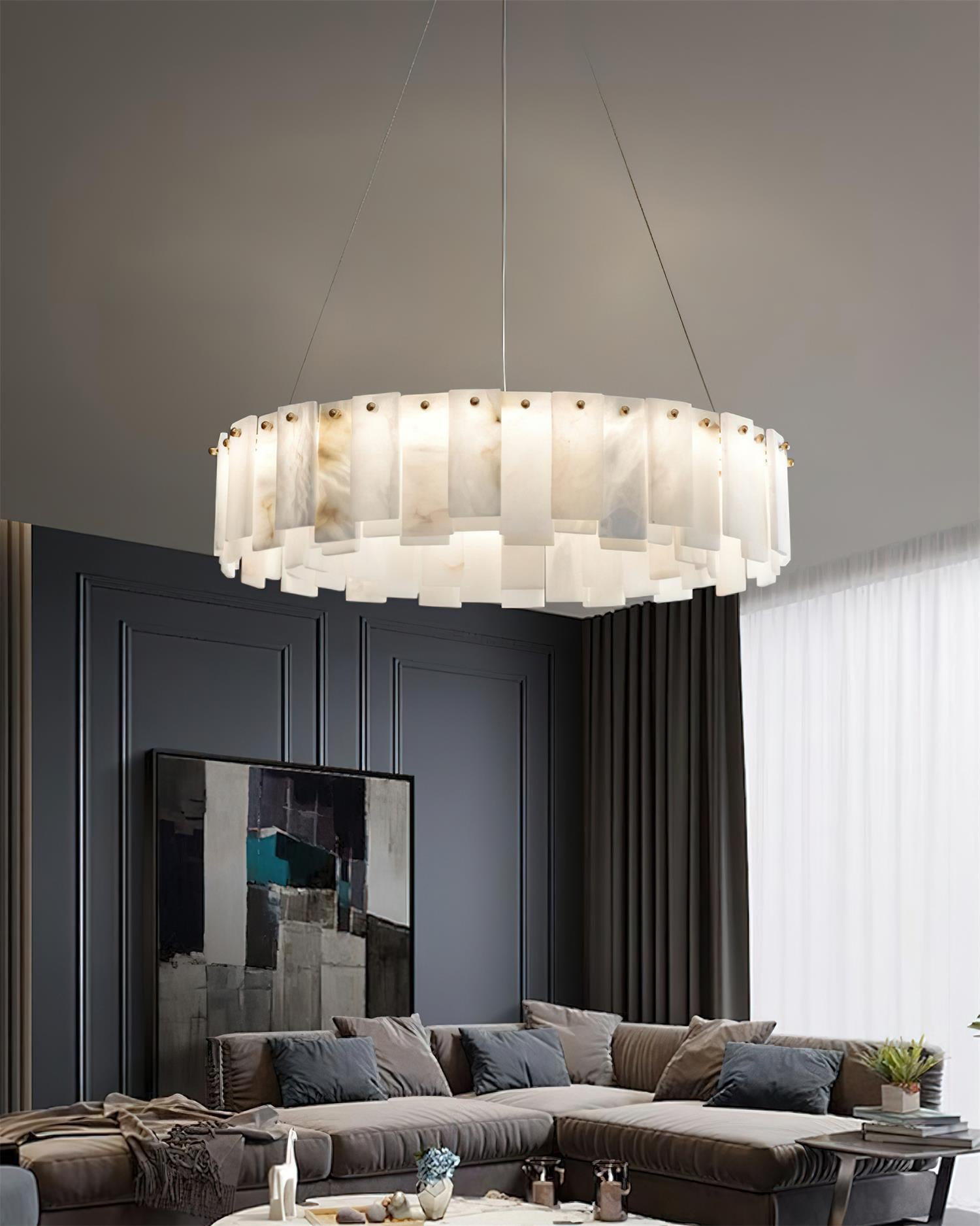 Corbett Chandelier Alabaster Staggered Panel Halo