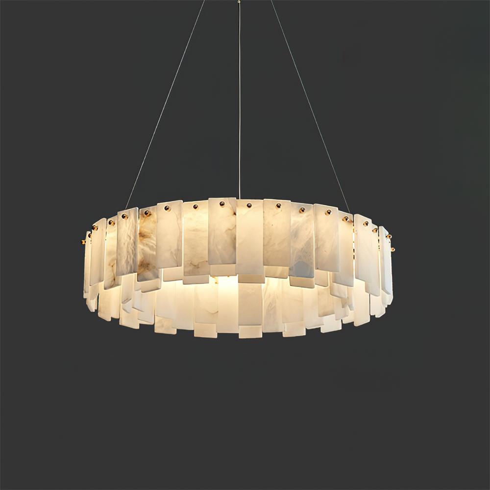 Corbett Chandelier Alabaster Staggered Panel Halo