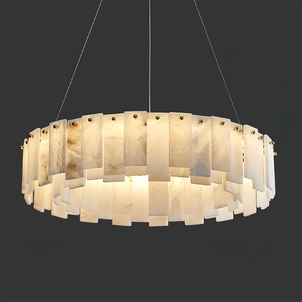 Corbett Chandelier Alabaster Staggered Panel Halo