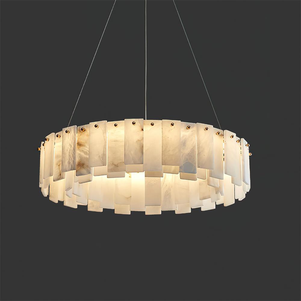 Corbett Chandelier Alabaster Staggered Panel Halo