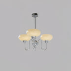 Silva Vintage LED Metal Multi Lampshade Creamy White Yellow Bulbs Luxury Bedroom Living Room Pendant Light, Gold/Chrome