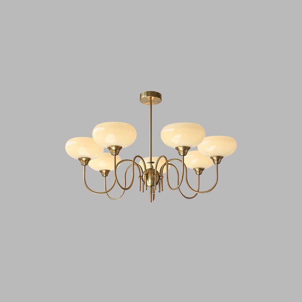 Silva Vintage LED Metal Multi Lampshade Creamy White Yellow Bulbs Luxury Bedroom Living Room Pendant Light, Gold/Chrome